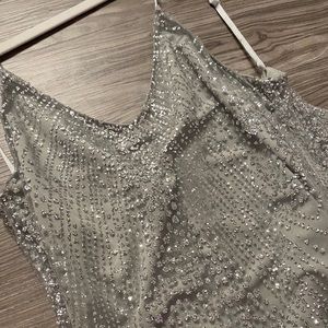 Meshki bodysuit rhinestone long dress